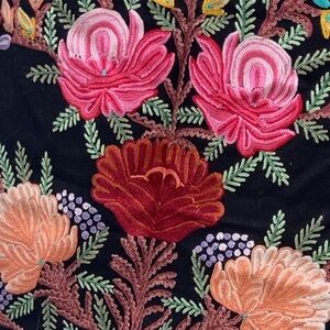 Floral Embroidered Black Fabric jacket